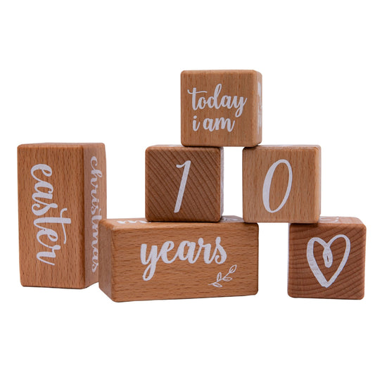 The Kiddie Concept Wooden Baby Milestone Blocks