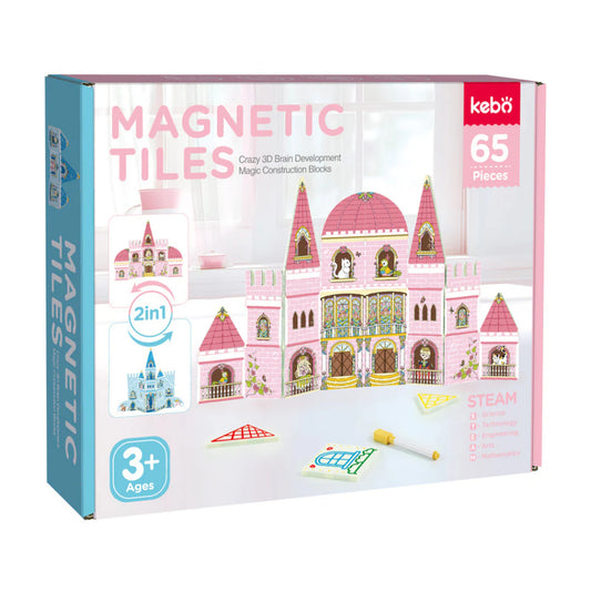 Kiddora Kedo 2in1 Magic Write Castle Magnetic Tiles (65 pcs)