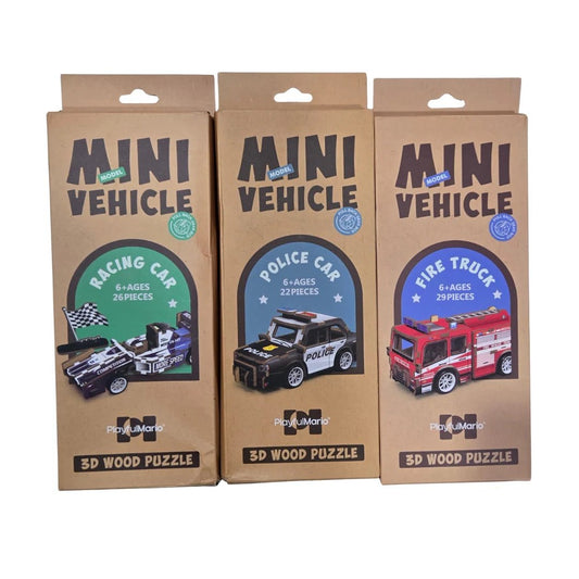 Kiddora 3D Wood Car Puzzle with Pullback Function