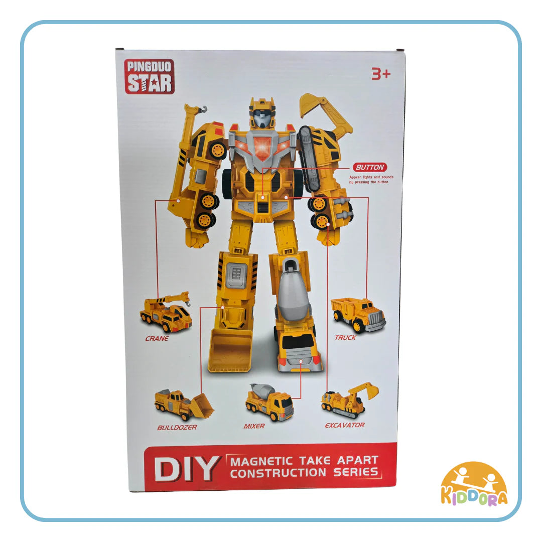 Kiddora 5-in-1 Magnetic Construction Transformer Robot