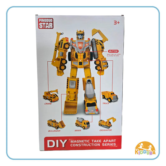 Kiddora 5-in-1 Magnetic Construction Transformer Robot