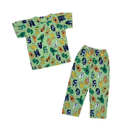 Kids Match PJs - Alphabet (Green)
