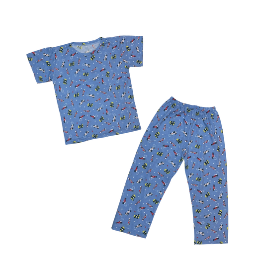 Kids Match PJs - Racing Cars (Blue)