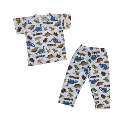Kids Match PJs - Dino (White)