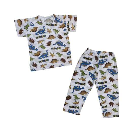 Kids Match PJs - Dino (White)