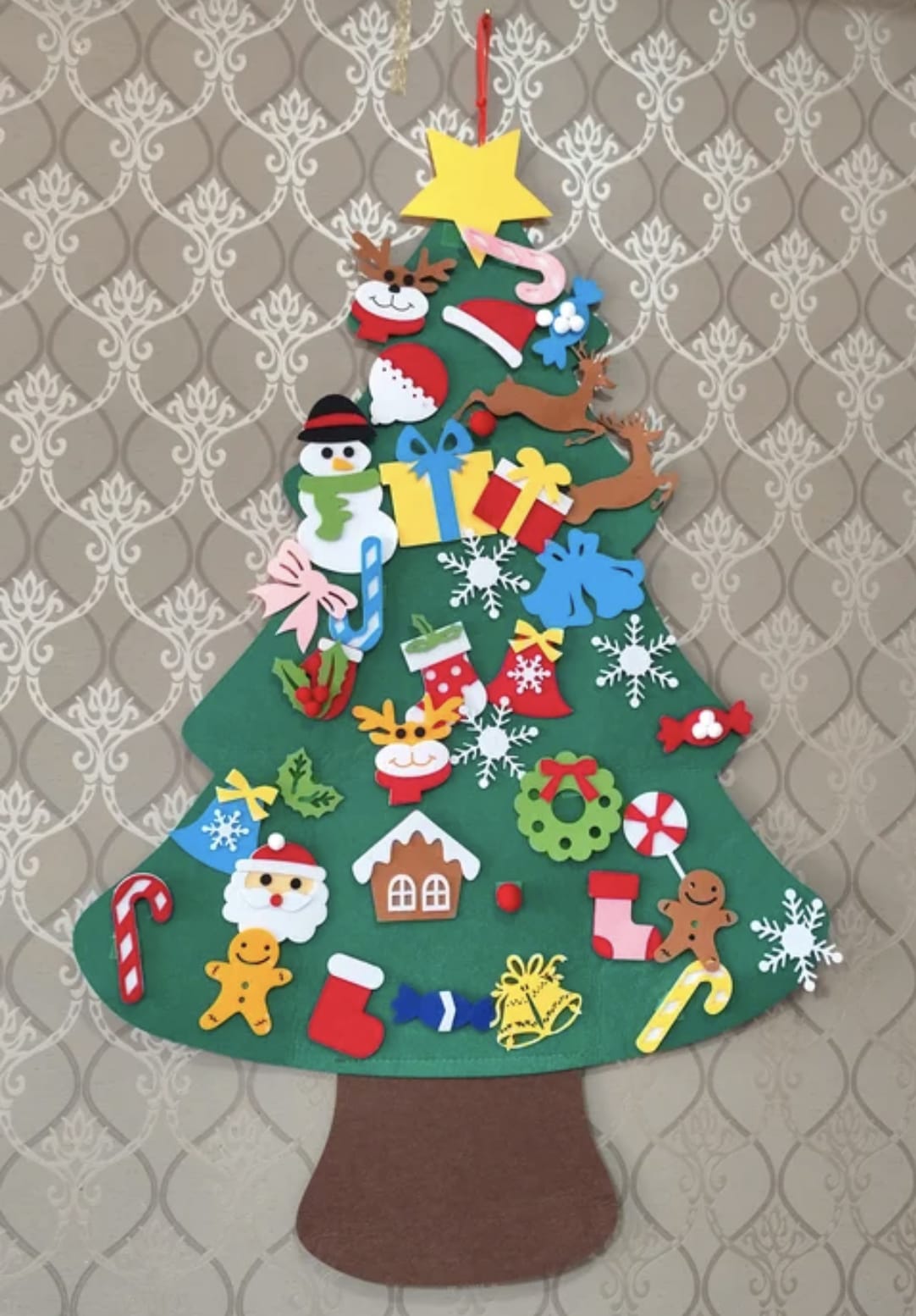The Kiddie Concept DIY Felt Christmas Tree Set with LED String Lights
