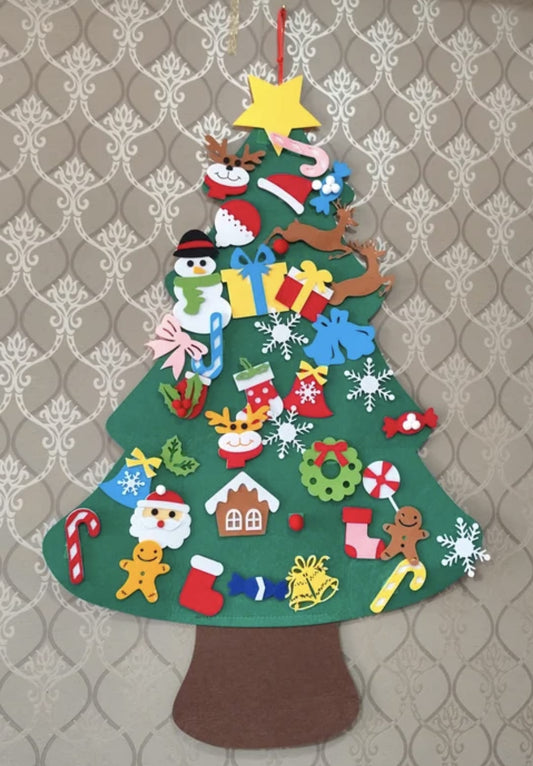 The Kiddie Concept DIY Felt Christmas Tree Set with LED String Lights