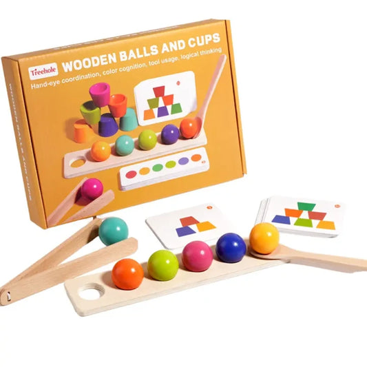 Wooden Color Matching Balls and Stacking Cups