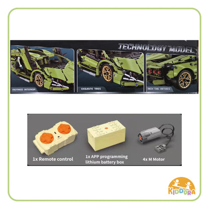 Kiddora Green Supercar Bricks with RC
