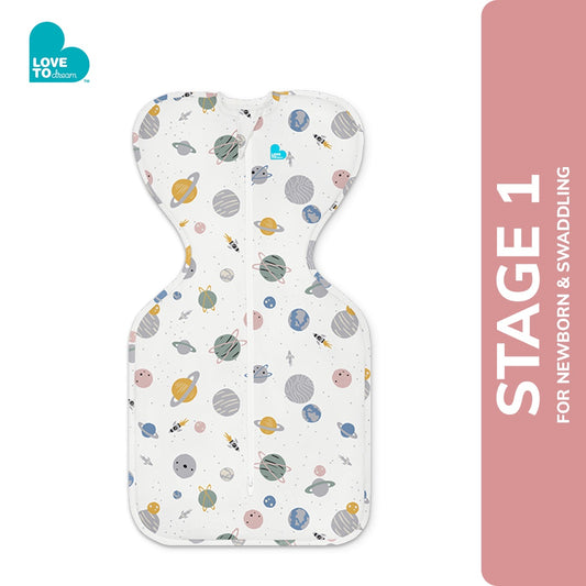 Love to Dream Swaddle Up DesCo Lite (0.2 TOG) - Space Print White