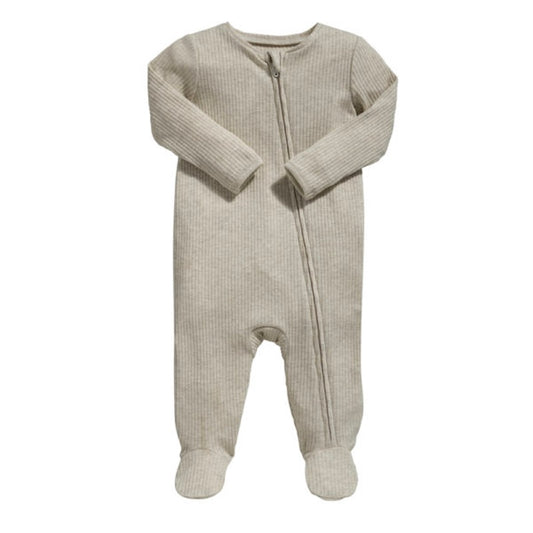 Mamas & Papas Organic Cotton Ribbed Sleepsuit - Oatmeal