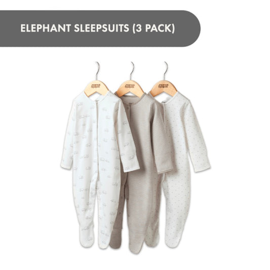 Mamas & Papas 3-Pack Elephant Sleepsuits