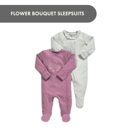 Mamas & Papas 2-Pack Flower Bouquet Sleepsuits