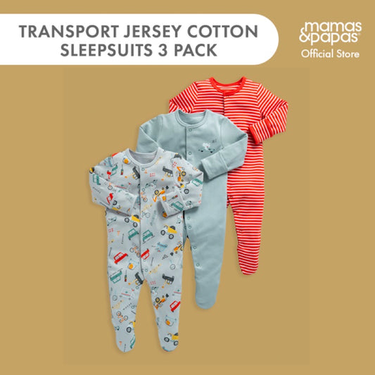 Mamas & Papas 3-Pack Transport Jersey Cotton Sleepsuits