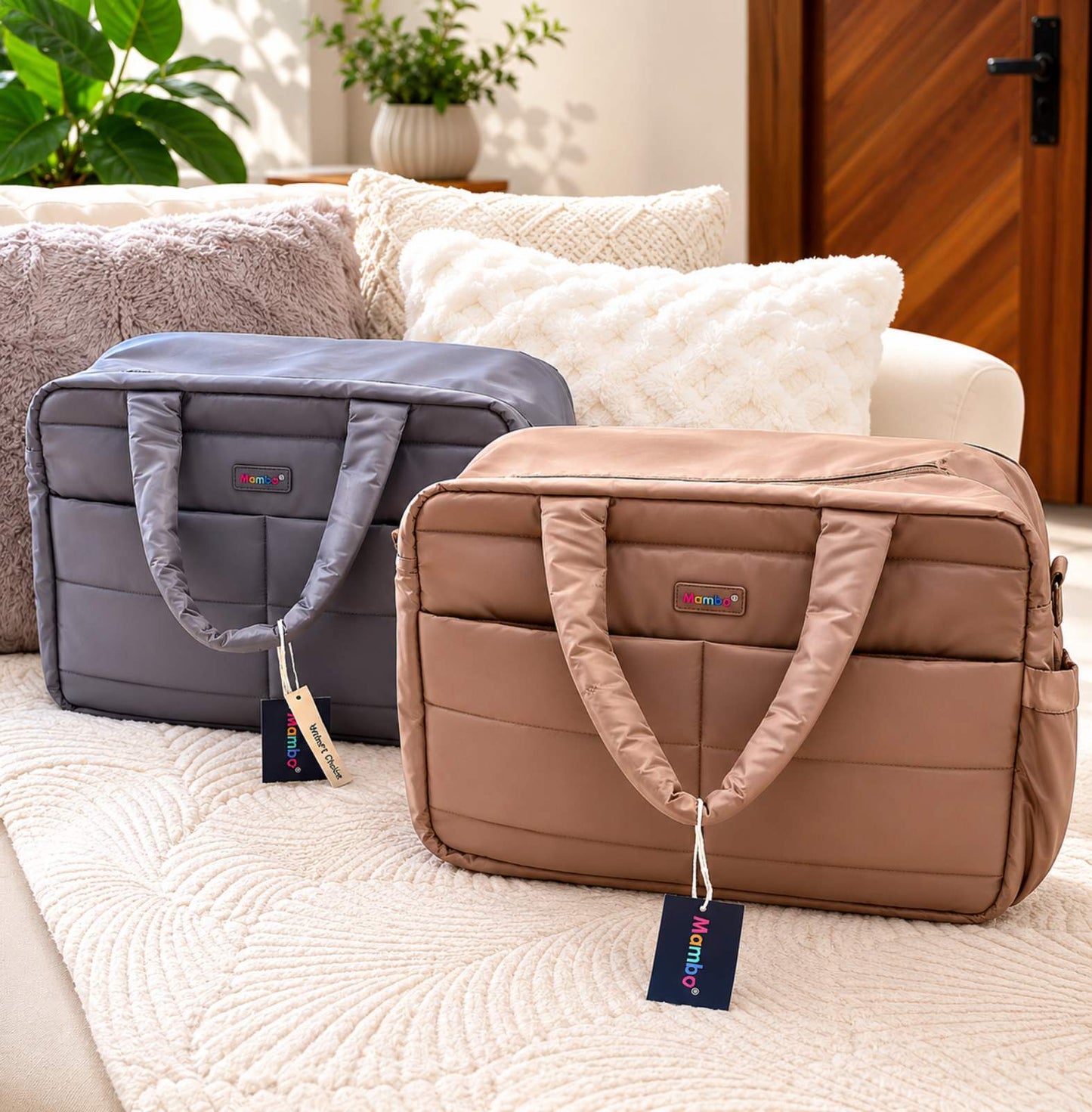 Mambo Lightweight Puffy Diaper Bag with Adjustable Shoulder Strap