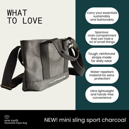 New Earth Mini Sling Sport Washable Paper Bag