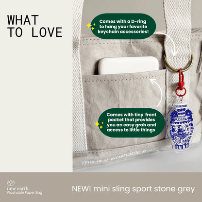 New Earth Mini Sling Sport Washable Paper Bag