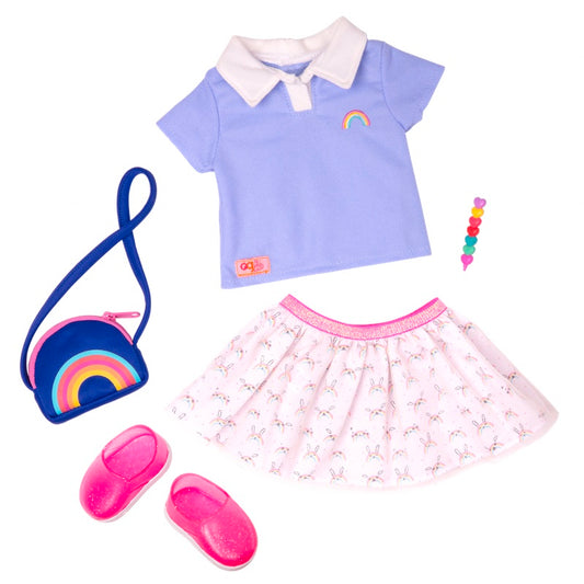 Our Generation Rainbow Print School Shirt Outfit