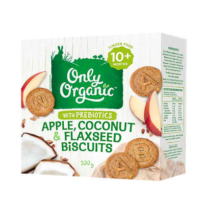 Only Organic Baby Snack Apple, Coconut and Flaxseed Biscuits (100g)