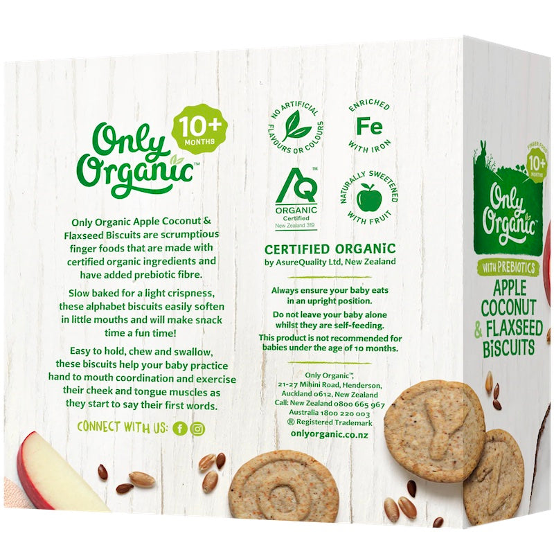 Only Organic Baby Snack Apple, Coconut and Flaxseed Biscuits (100g)