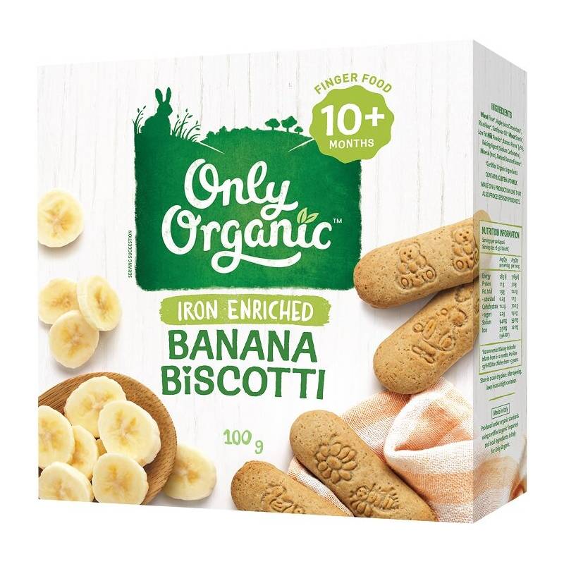 Only Organic Baby Snack Banana Biscotti (100g)