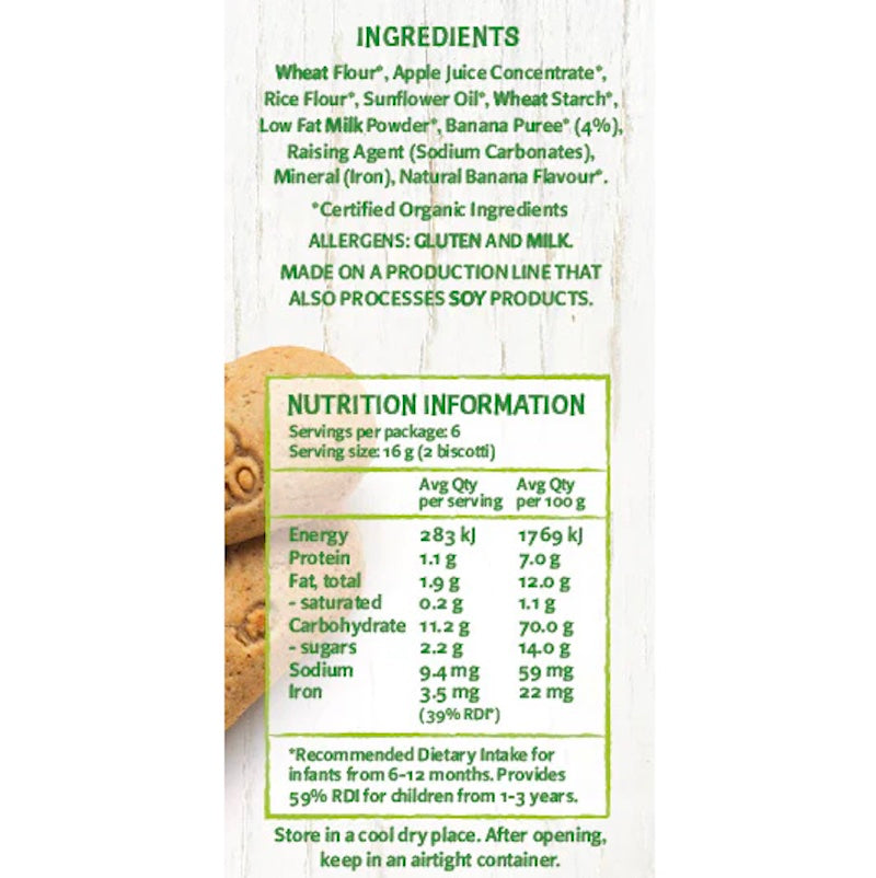 Only Organic Baby Snack Banana Biscotti (100g)