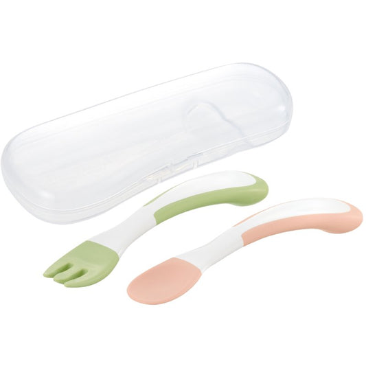 Richell TLI Easy Grip Spoon and Fork Set with Case
