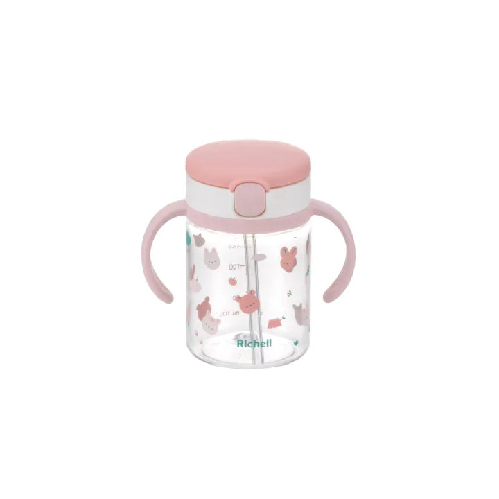 Richell AQ Clear Straw Bottle Mug/Straw Cup 200 R
