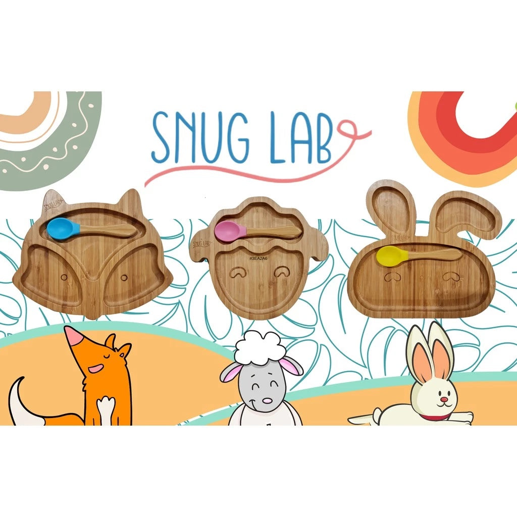 Snug Lab Bamboo Suction Plate with Spoon