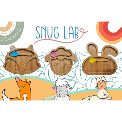 Snug Lab Bamboo Suction Plate with Spoon