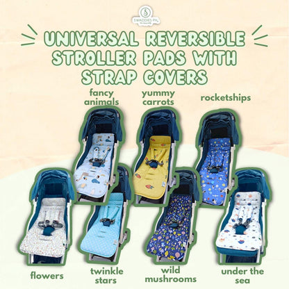 Swaddies Universal Reversible Stroller Pads with Strap Covers