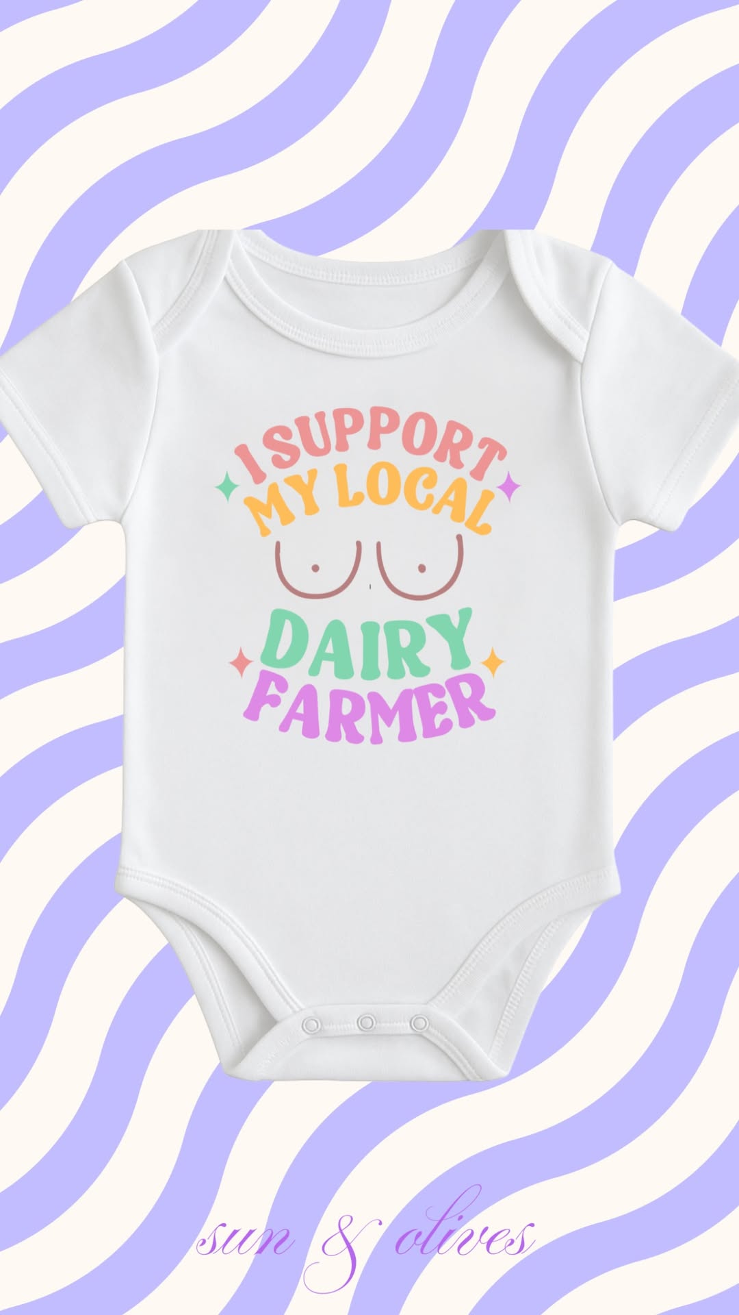 Sun and Olives Baby Onesie - I Support my Local Daily Farmer