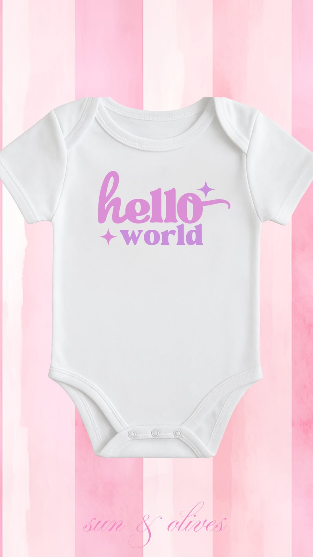 Sun and Olives Baby Onesie - Hello World