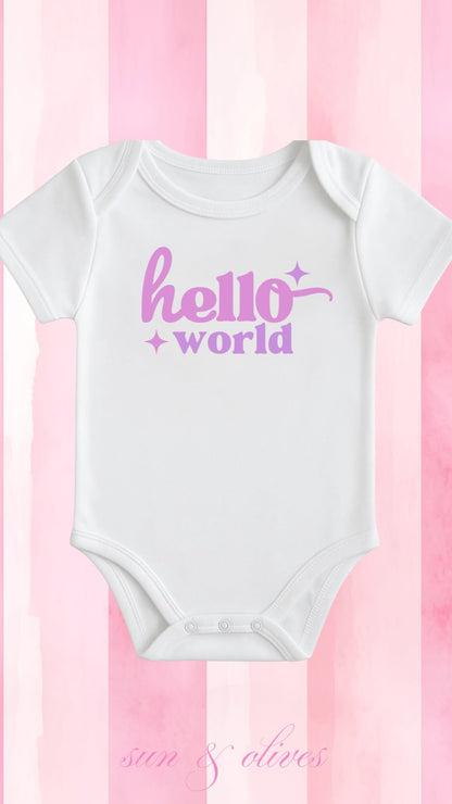 Sun and Olives Baby Onesie - Hello World