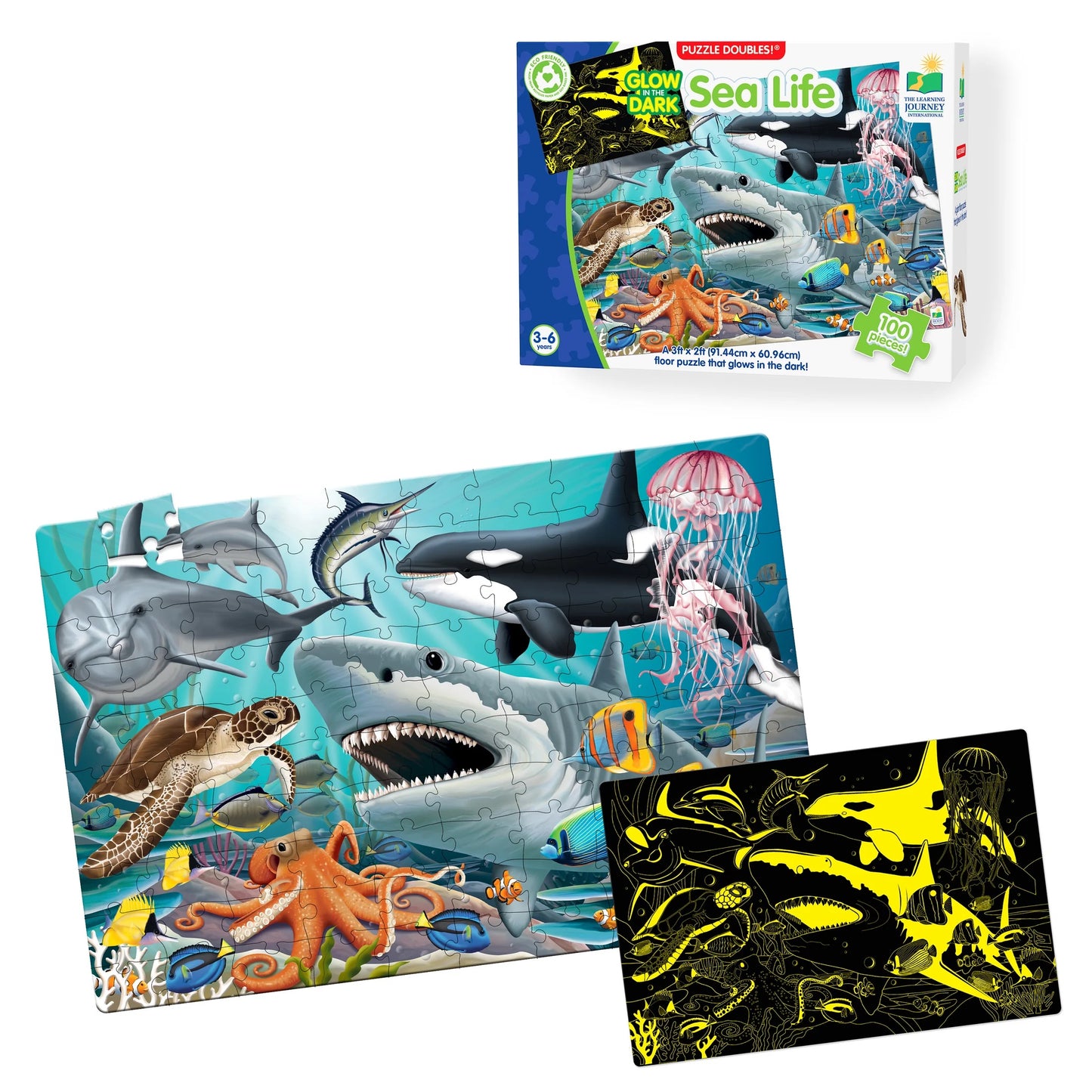 The Learning Journey Puzzle Doubles Glow in the Dark - Sea Life