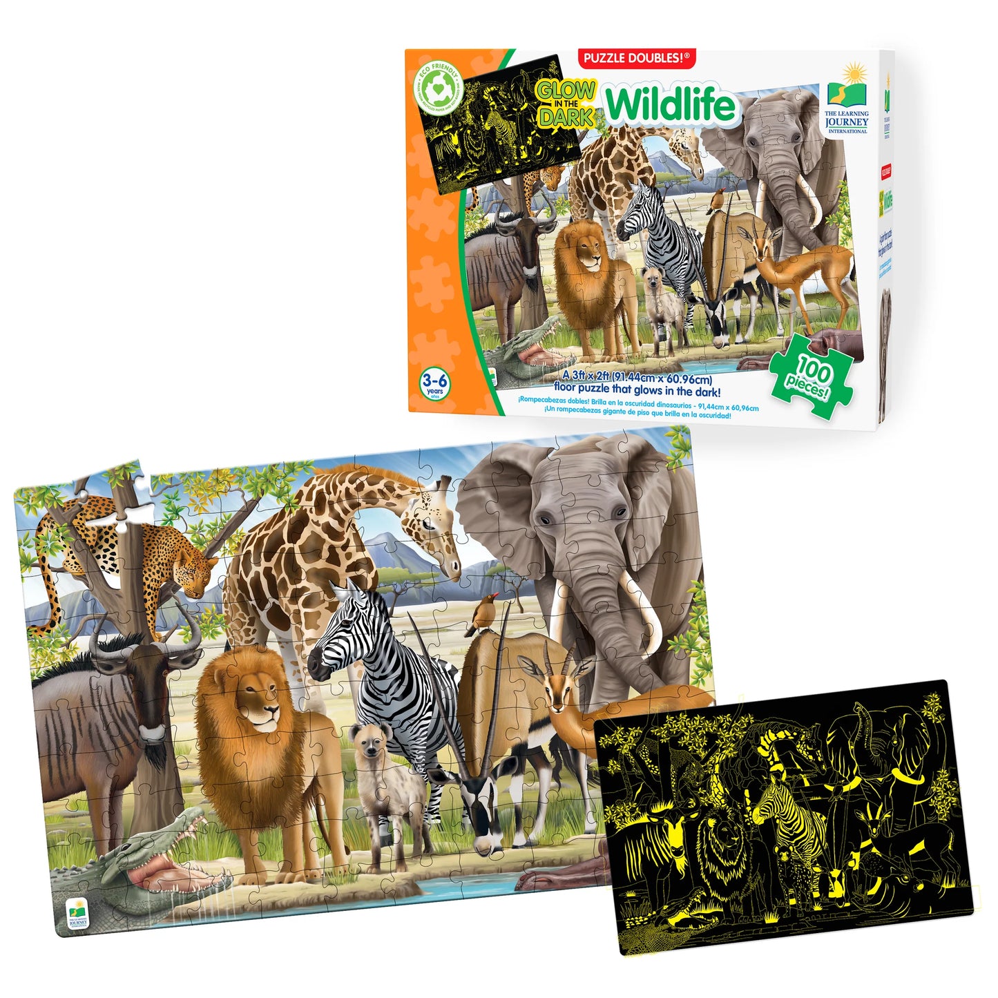 The Learning Journey Puzzle Doubles Glow in the Dark - Wildlife