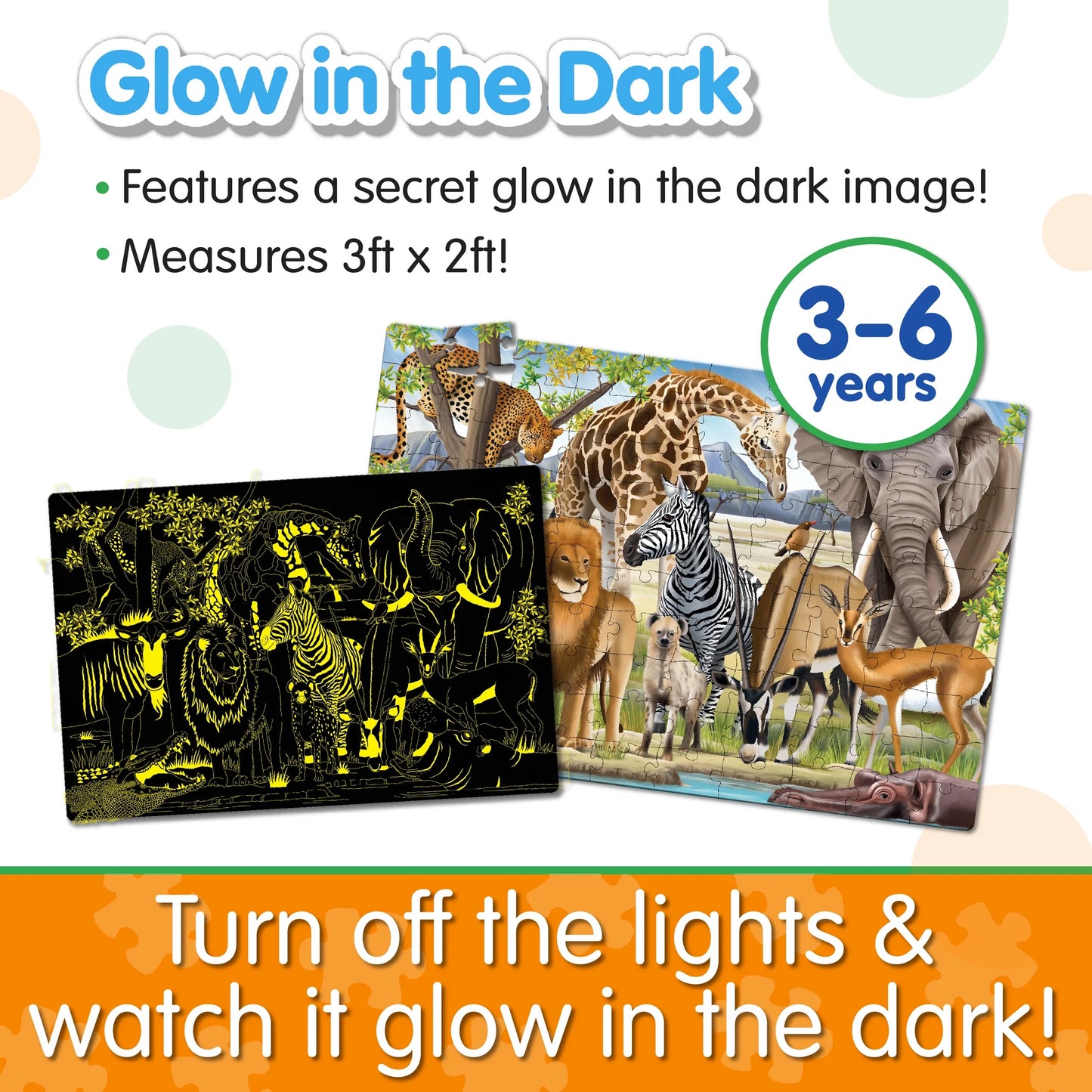 The Learning Journey Puzzle Doubles Glow in the Dark - Wildlife