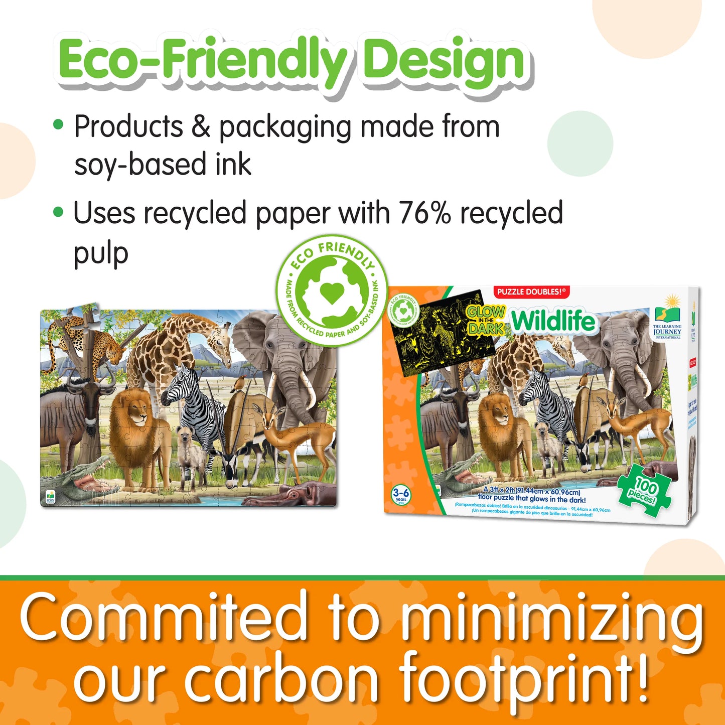 The Learning Journey Puzzle Doubles Glow in the Dark - Wildlife