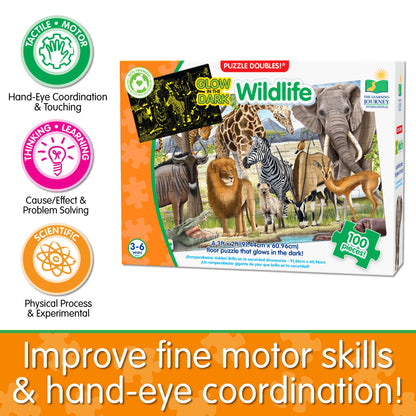 The Learning Journey Puzzle Doubles Glow in the Dark - Wildlife
