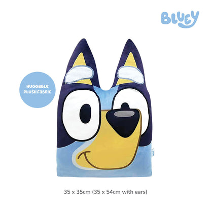 Totsafe Bluey and Bingo Plush Pillow Collection - Bluey Kids 3D Ears Square Pillow