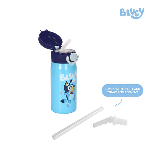 Totsafe Bluey Kids Stainless Steel Insulated Sippy Bottle 350mL (with extra sippy & straw replacement)