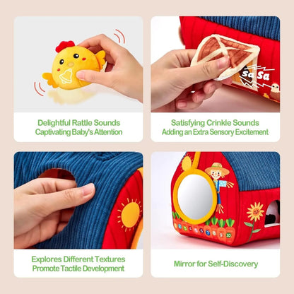 The Kiddie Concept Farm Animal Barn House Plush Toy Set