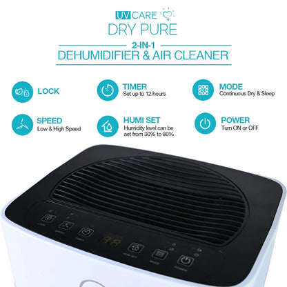UV Care Dry Pure 2-in-1 Dehumidifier & Air Cleaner - 12L