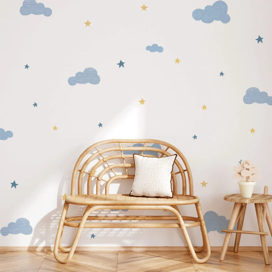 Urban Walls Blue Mini Watercolor Clouds Decals