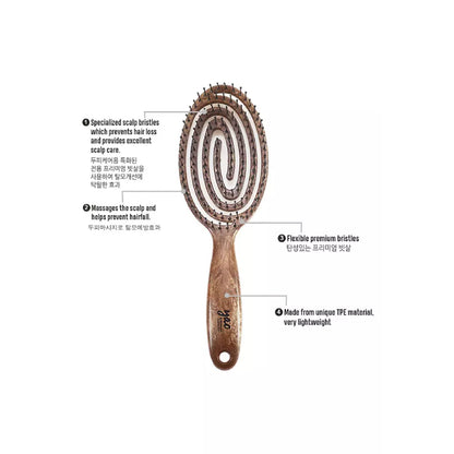 Yao Moving Round Hair Brush Wooden Texture (For Medium Length Hair)