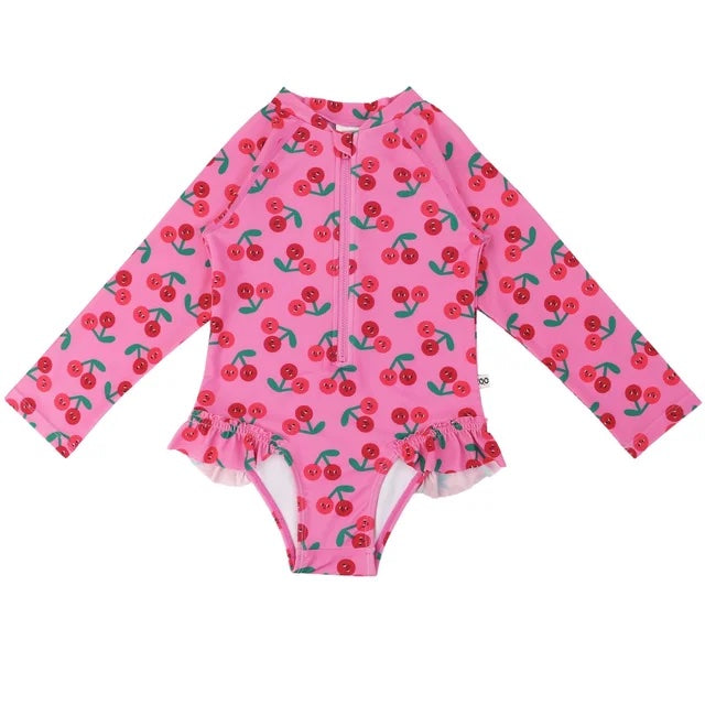 Zoocchini UPF50 Girls Ruffled One Piece Rashguard Swimsuit (For Pre-Order)