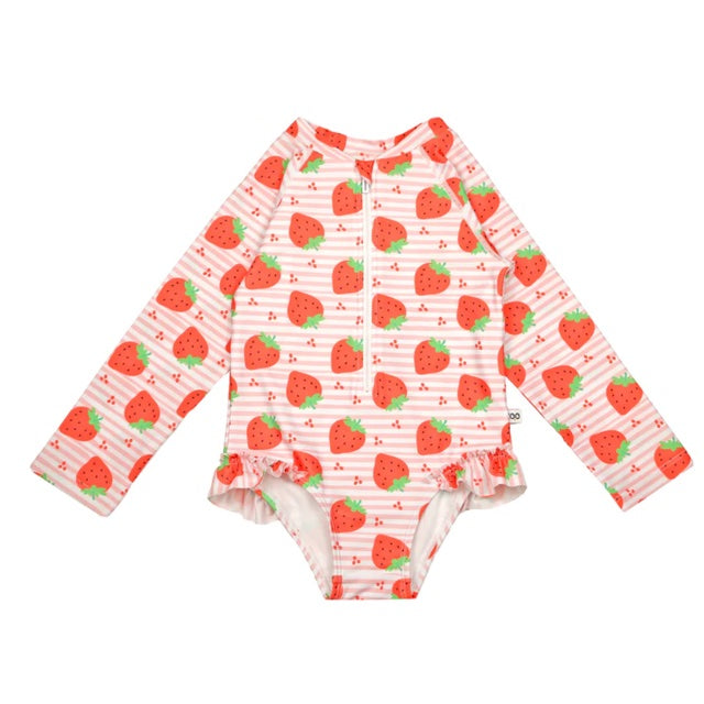 Zoocchini UPF50 Girls Ruffled One Piece Rashguard Swimsuit (For Pre-Order)