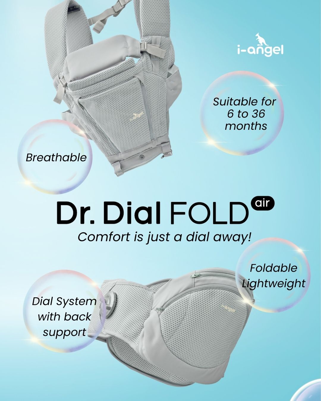 i-Angel Dr. Dial Fold Air Hipseat Carrier