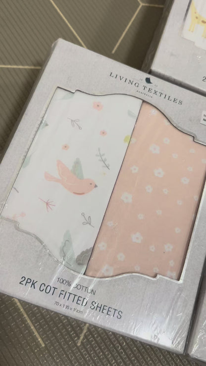 Living Textiles 2Pk Jersey Cot Fitted Sheets