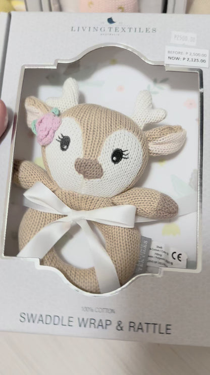 Living Textiles Jersey Swaddle and Rattle